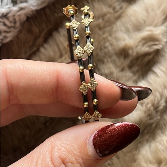 Armenta 18k Gold, Silver, and Diamond Hoop Earrings - Picture 3 of 4